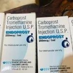 Hộp thuốc Endoprost (carboprost tromethamine 250 mcg/1 mL) dùng kiểm soát băng huyết sau sinh