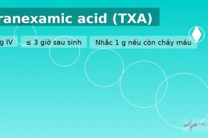 Tranexamic acid (TXA) trong PPH: 1 g IV càng sớm càng tốt (≤3 giờ)